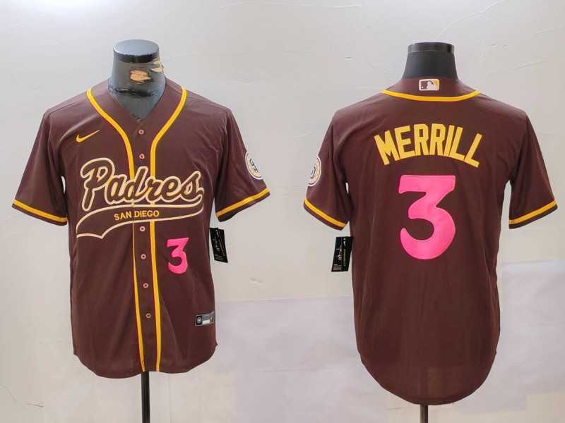 Men%27s San Diego Padres #3 Jackson Merrill Brown Cool Base Stitched Baseball Jersey->philadelphia phillies->MLB Jersey